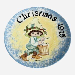 Vintage 1975 Adrienne Christmas Collector Plate Hand Painted Child Drum Holly VG